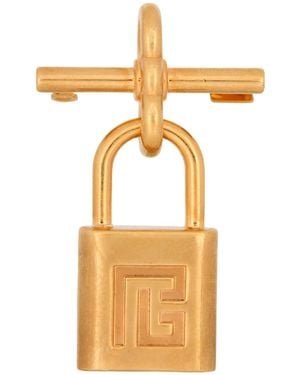 Balmain Brass Pulse Padlock Brooch - Metallic
