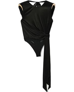 Elisabetta Franchi Draped Open-Back Bodysuit - Black