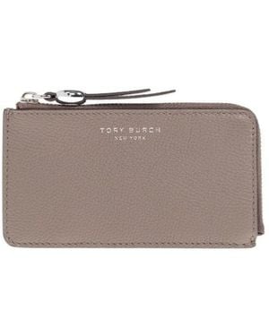 Tory Burch Zip Leather Cardholder - Grey