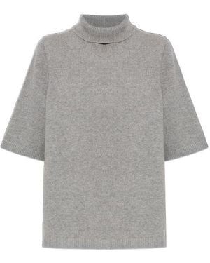 Alaïa Cashmere-Blend Turtleneck Sweater - Gray