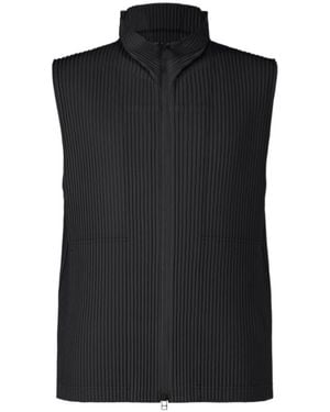Homme Plissé Issey Miyake Quarry Zipped Gilet in Black for Men | Lyst