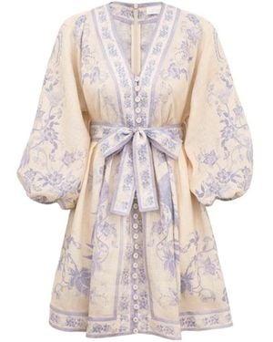 Zimmermann Indra Plunge Mini Dress - Natural