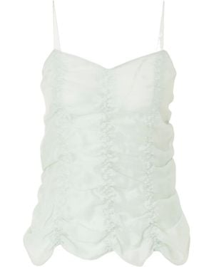 KHAITE Ruched Lyocell And Silk-Blend Tank - White