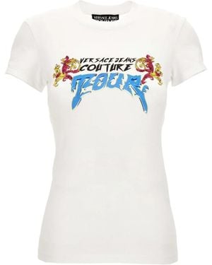 Versace Jeans Couture Couture Logo Printed Crewneck T-Shirt - White