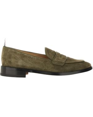 Thom Browne Rwb Striped Varsity Penny Loafers - Green
