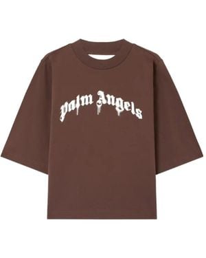 Palm Angels Curved Logo Boxy T-Shirt - Brown