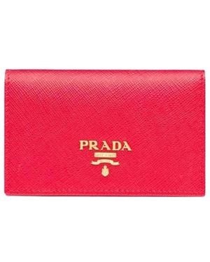 Prada Saffiano Leather Card Holder - Pink