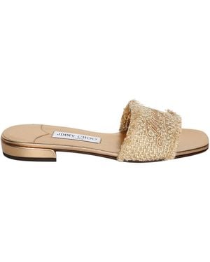 Jimmy Choo Square-Toe Slides - Natural