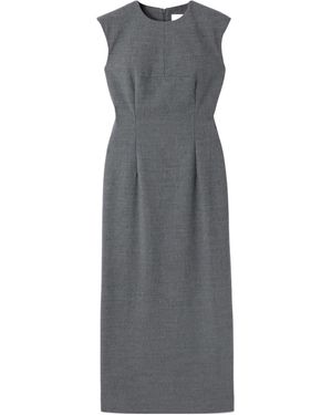 TOVE Estelle Pinstriped Woven Midi Dress - Gray