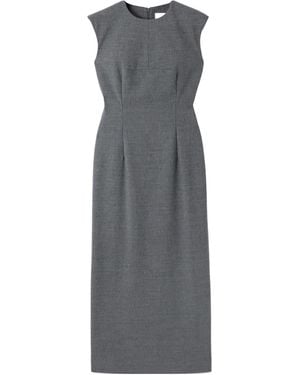 TOVE Estelle Pinstriped Woven Midi Dress - Grey