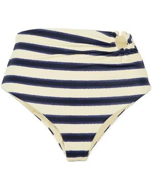 Johanna Ortiz Marinera Embellished Striped Recycled Bikini Briefs - Blue