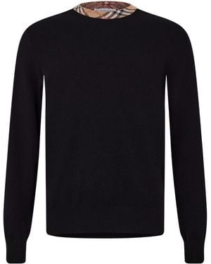 Burberry Crew Neck Long-Sleeve Knit Sweater - Blue