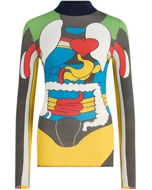 Jean Paul Gaultier Printed Long-Sleeved Top - Gray