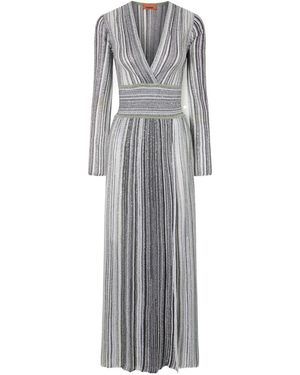 Missoni Striped Sequin-Embellished Metalic Crochet-Knit Maxi Dress - Gray
