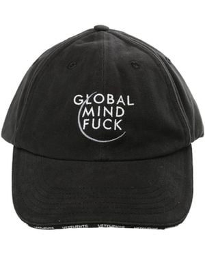 Vetements Global Mf Embroidered Text Sticker Cap - Black