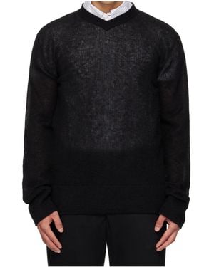 Rier Ribbed Knit V-Neck Jumper - Black