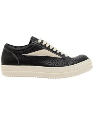 Rick Owens Grained Leather Sneakers - Black