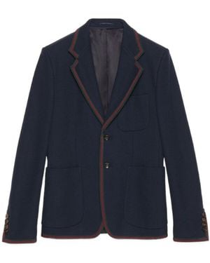 Gucci Web Detailed Jersey Jacket - Blue