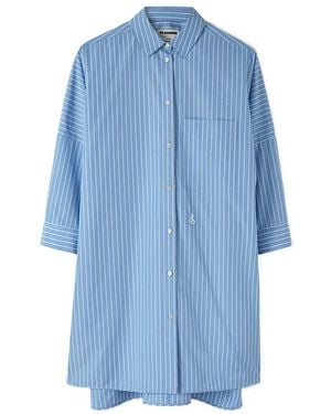 Jil Sander Striped Buttoned Shirt Dress - Blue