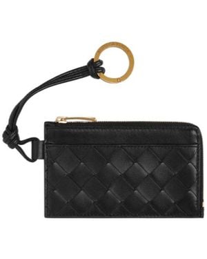 Bottega Veneta Intrecciato L-Zipped Card Case - Black