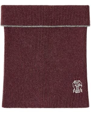 Brunello Cucinelli Ribbed Logo-Embroidered Neck Warmer - Purple