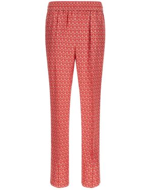 Ferragamo Pattern Casual Trousers - Red