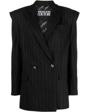 Versace Jeans Couture Couture Pinstriped Double-Breasted Tailored Blazer - Black