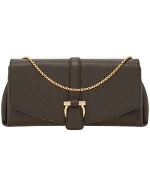 Ferragamo Small Front Flap Crossbody Bag - Gray