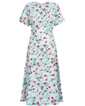 Marni Floral Printed Short-Sleeved Midi Dress - Blue