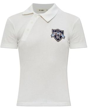MISBHV Logo-Patch Asymmetric-Placket Polo Shirt - White