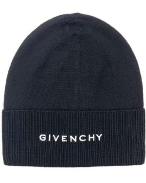 Givenchy Logo Embroidery Wool Hat - Blue
