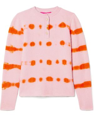 The Elder Statesman Tie-Dye Brushed Cashmere Sweater - Orange