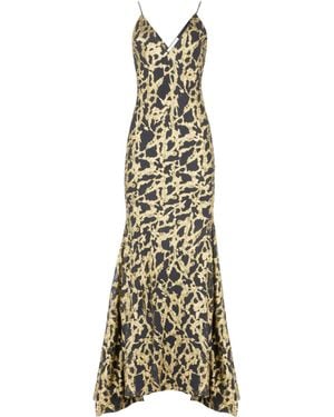 Nina Ricci Marbled-Motif Silk Maxi Dress - Metallic
