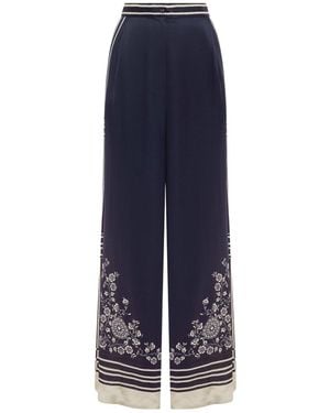ALÉMAIS Printed Casual Pants - Blue