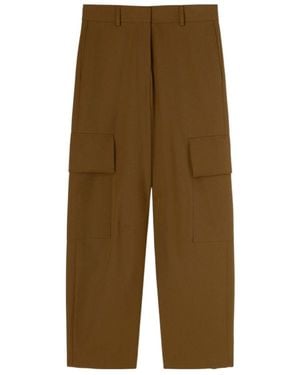 Palm Angels Mid Rise Tapered Cargo Trousers - Green