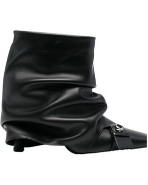 The Attico Pleated Ankle Boots - Black
