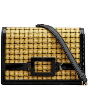 Roger Vivier Checked Foldover Top Clutch Bag - Metallic