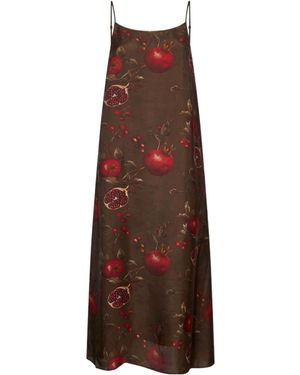 Uma Wang Printed Viscose And Cupro Anaya Dress - Brown