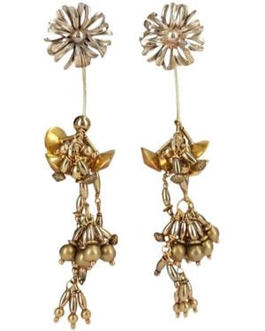 Dries Van Noten Flower Pattern Earrings - White