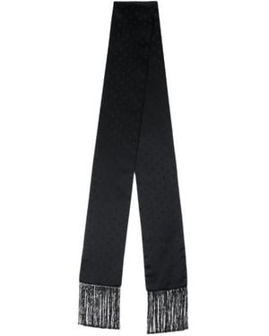McQueen Skull Fringed-Edge Scarf - Black