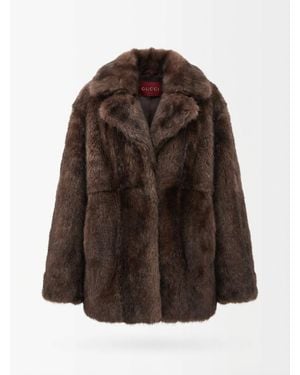 Gucci Soft Hairy Shearling Peacoat - Brown
