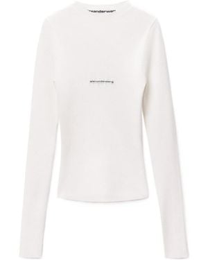 Alexander Wang Logo Ribbed Long-Sleeved T-Shirt - White