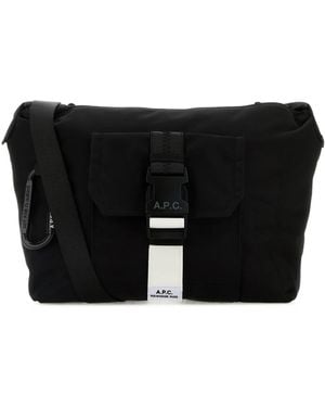 A.P.C. Logo Printed Zipped Shoulder Bag - Black