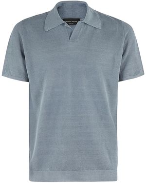 Roberto Collina Short-Sleeved Polo Shirt - Blue