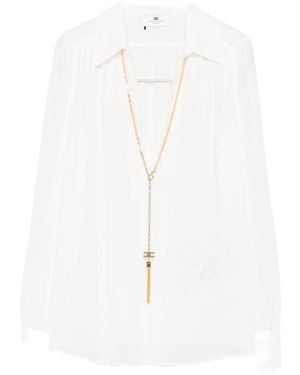 Elisabetta Franchi Chain Necklace Detailed Blouse - White