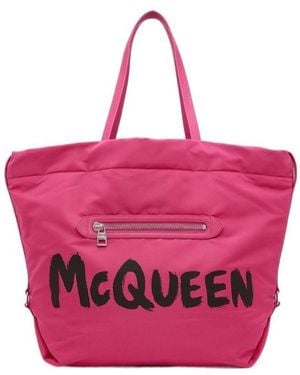McQueen Graffiti-Logo Tote Bag - Pink