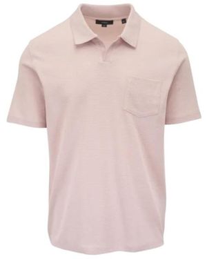 Vince Waffle-Knit Chest-Pocket Polo Shirt - Pink