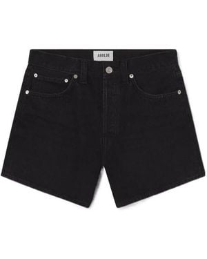 Agolde Parker Long High-Rise Denim Shorts - Black