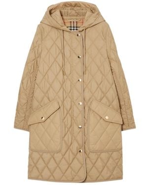 Burberry Diamond Quilted Thermoregulated Hooded Coat - Natural