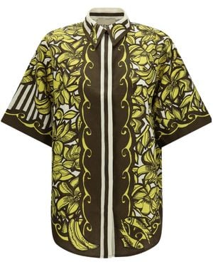 ALÉMAIS Mona Printed Short-Sleeve Top - Green